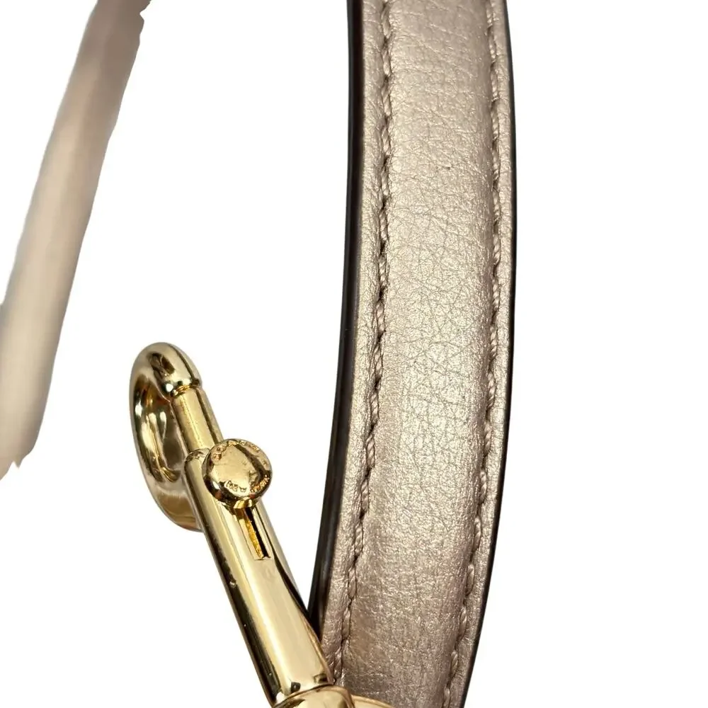 Coach Metallic Champagne Leather Crossbody Bag Strap Gold Hardware 40in